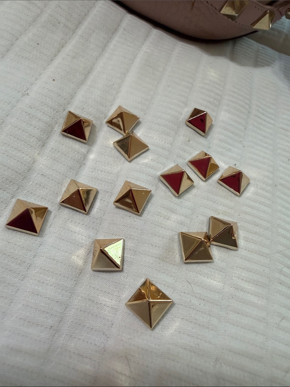 Rose Gold Pyramid Stud Embellishments Square Accent for VALENTINO ROCKSTUD
